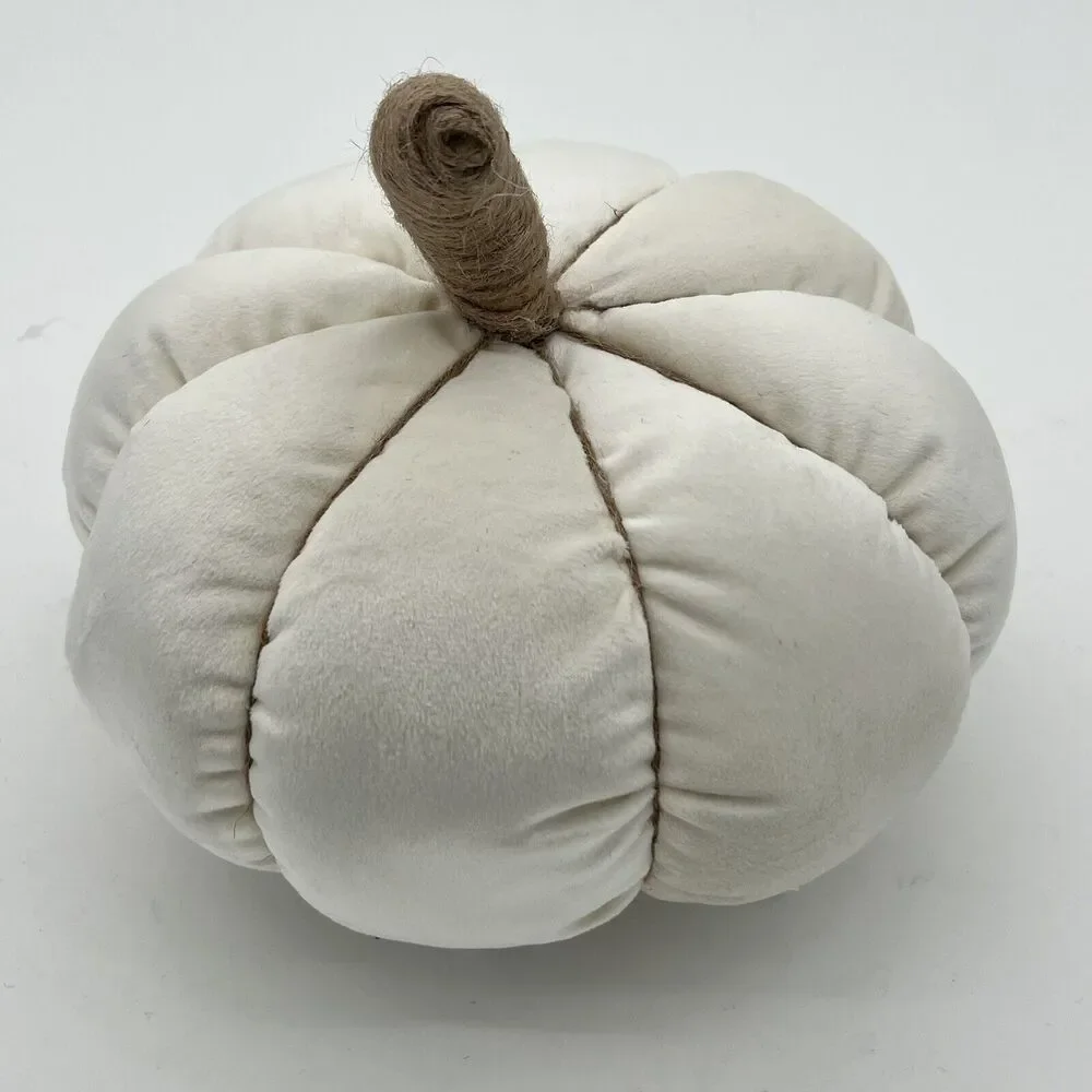 Ivory Velvet Pumpkin Shaped‎ Decorative Pillow Way To celebrate Size 6”X 9” Soft